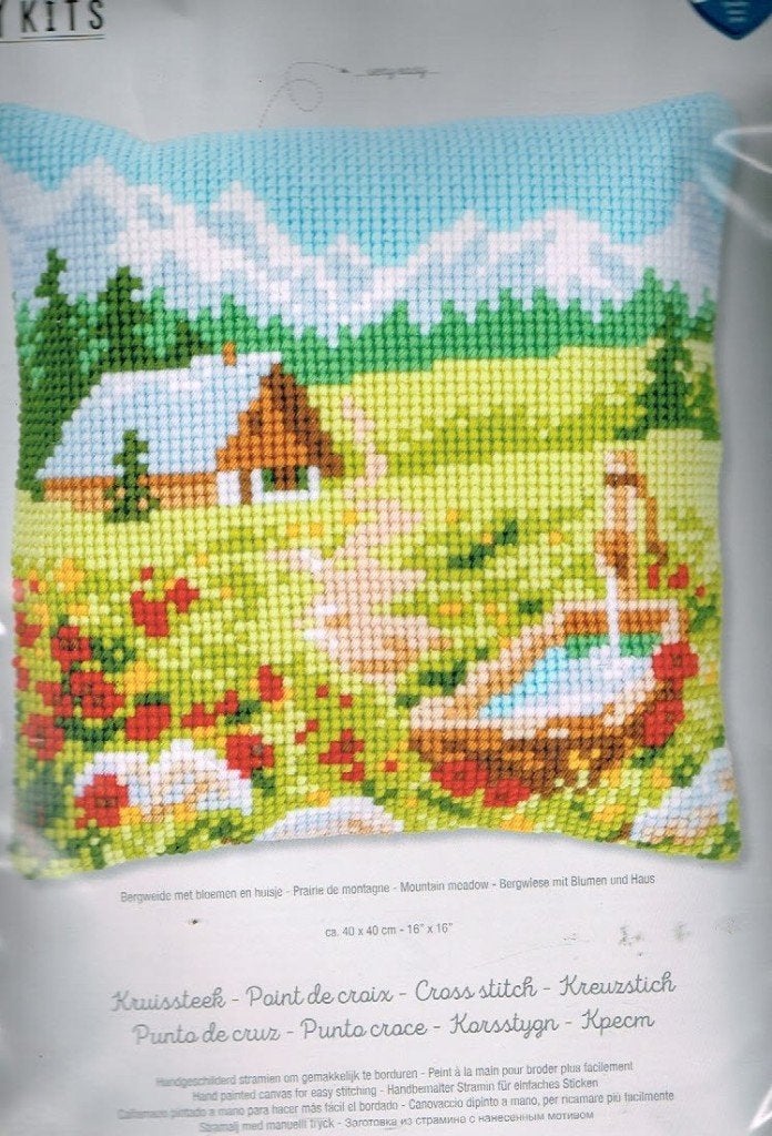 Cado vervaco borduurpakket kussen  BERGWEIDE, Hobby en Vrije tijd, Borduren en Borduurmachines, Ophalen of Verzenden, Nieuw, Borduurpakket