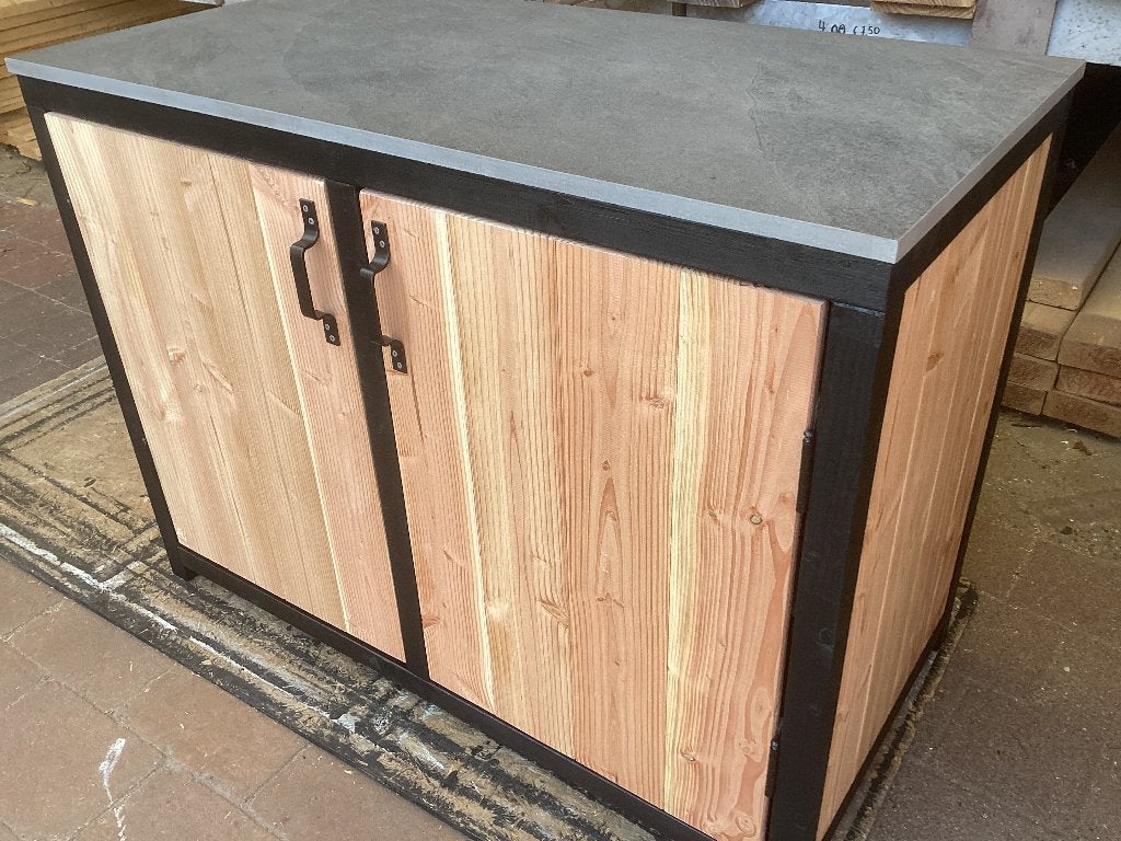 Buitenkeuken, buitenkast van douglas hout en keramisch blad, Ophalen, Nieuw, Houtskool, Vrijstaand