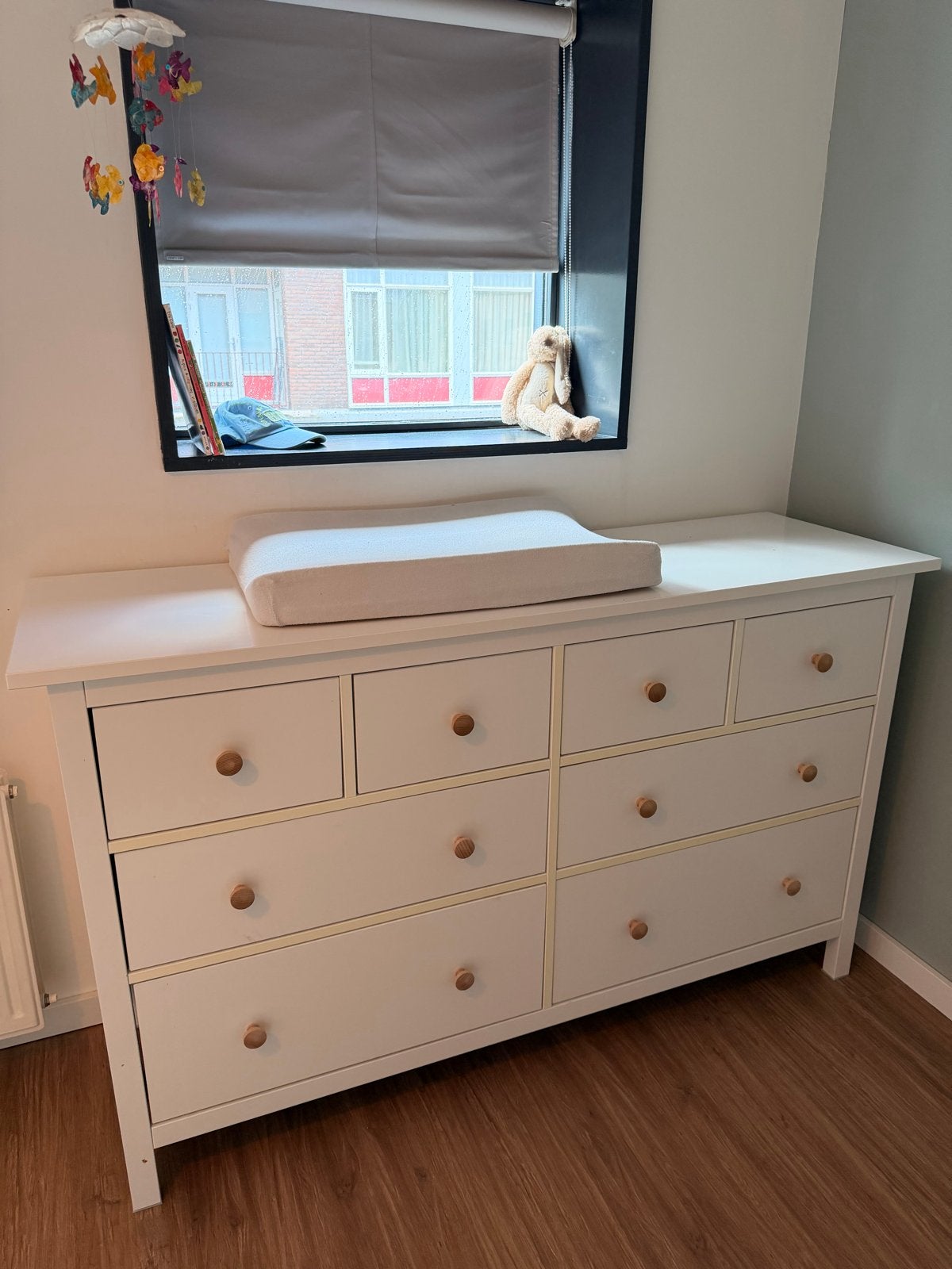 Ikea HEMNES Ladekast 8 lades, wit gebeitst, 160x96 cm, Ophalen, Gebruikt, 5 laden of meer, 150 tot 200 cm