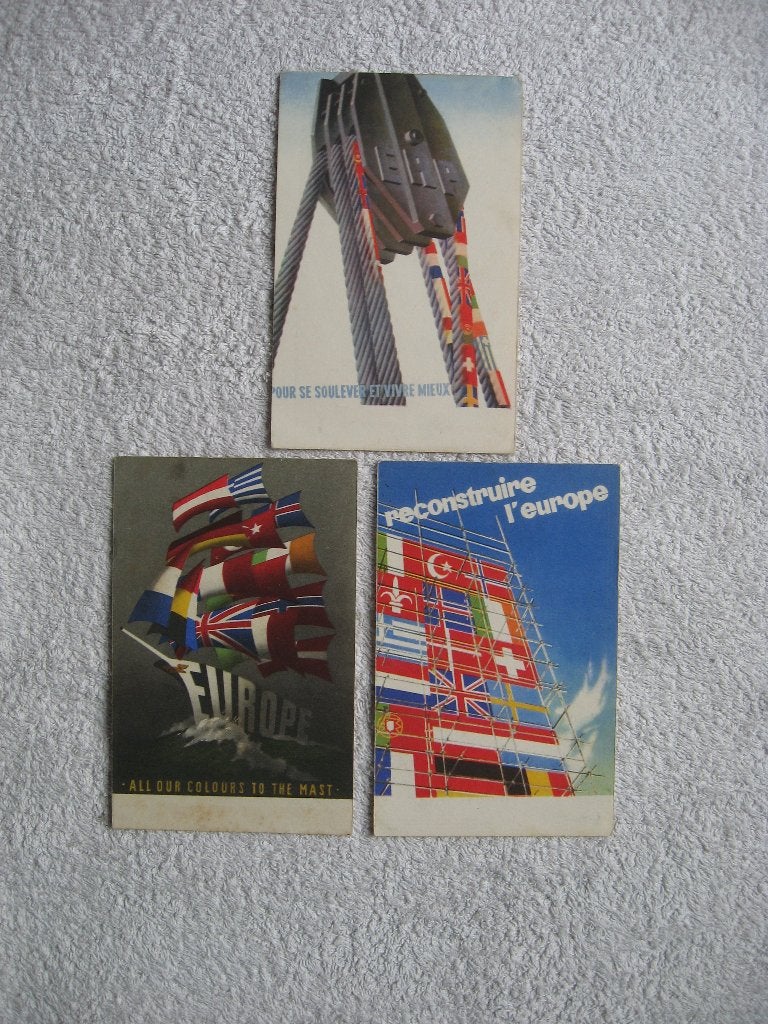 Plan Marshall kaart ontwerpen van 3 winnaars (ong. 1960), Ophalen of Verzenden, 1940 tot 1960, Ongelopen, Overige thema's