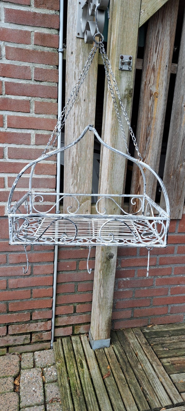 Wildrek met 6 haken, wit metaal, 51x3 8x 44/76 cm, Ophalen, Metaal, Wit, Gebruikt