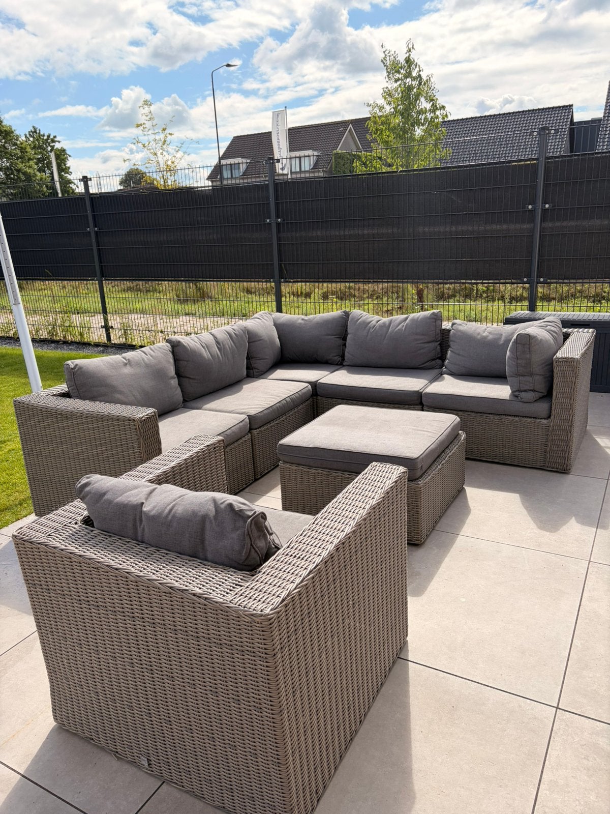 Luxe Wicker Loungeset met Hoekbank en Fauteuil, Tuin en Terras, Ophalen, Gebruikt, 6 zitplaatsen, Loungeset