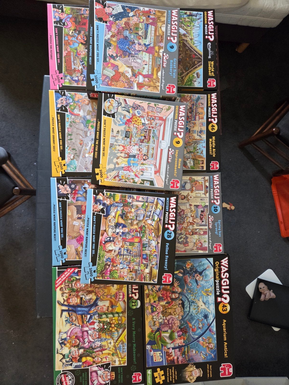 Grote collectie (52x) Wasgij puzzels - Diverse series en aan, Ophalen, 500 t/m 1500 stukjes, Gebruikt, Legpuzzel
