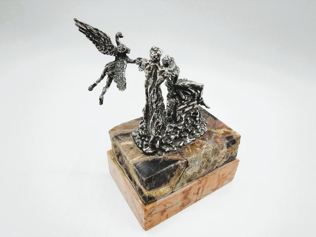 Zilveren miniatuur, Abrahams offer, Yaacov Heller, Jeruzalem, Verzenden, Zilver