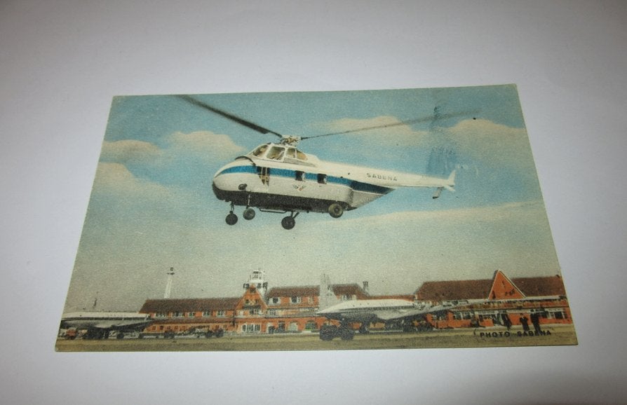 Sabena ansichtkaart Sikorsky hefschroefvliegtuig boven Melsb, Verzenden, Zo goed als nieuw, Kaart, Foto of Prent