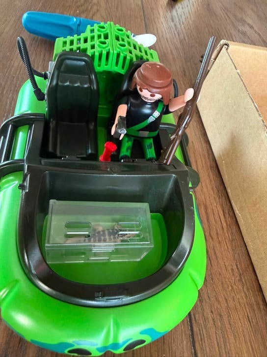 Playmobil Gangster Hovercraft met motor en figuur, Gebruikt, Complete set, Ophalen of Verzenden, Boot/Schip