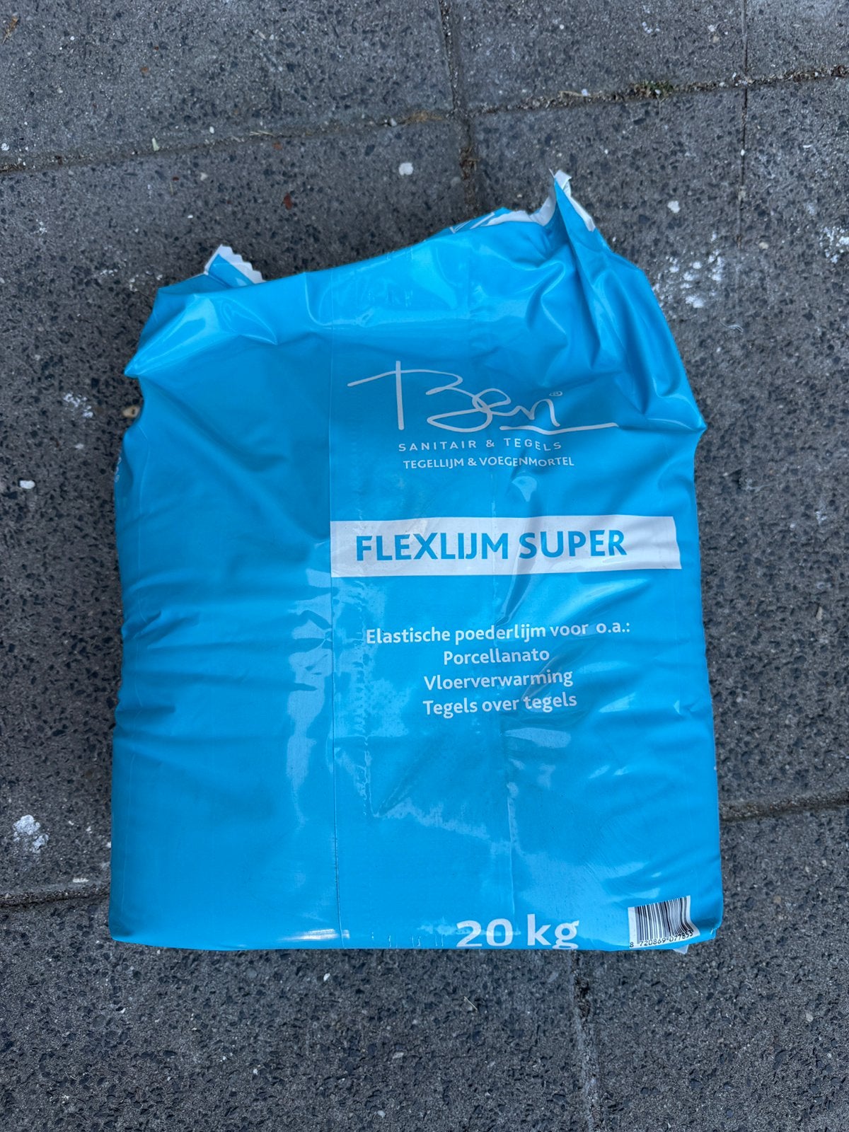 2 x Ben flexlijm tegellijm super 20kg nieuw, Ophalen, Overige typen, Nieuw, Minder dan 20 cm