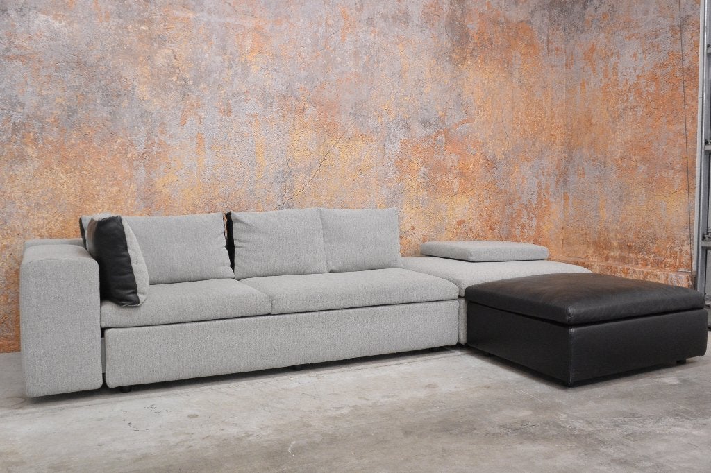 IZGStaat grijze stoffen Moroso Springfield design "hoekbank", Moroso, Hoekbank, 300 cm of meer, Ophalen of Verzenden