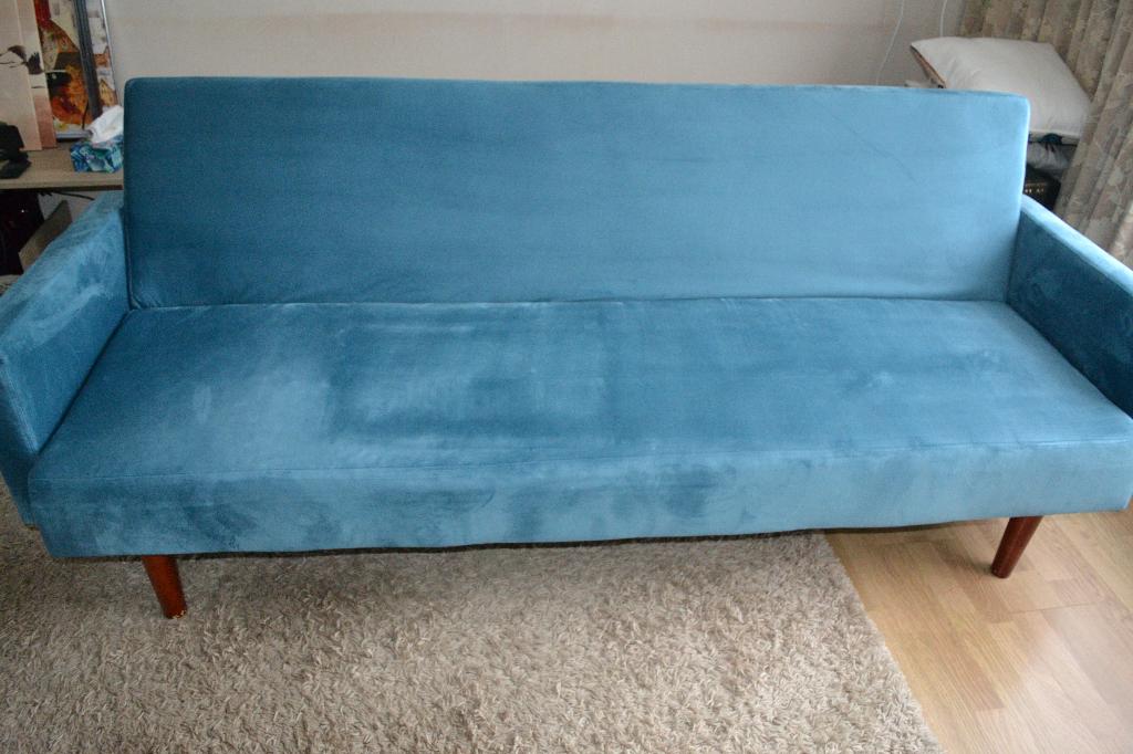 Bank/Slaapbank, Ophalen, Eenpersoons, Blauw, 200 cm