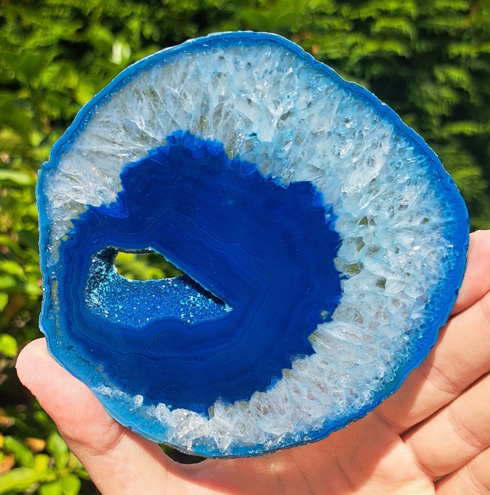 Agaat met druzy kristallen opening edelsteen stenen kristal, Ophalen of Verzenden
