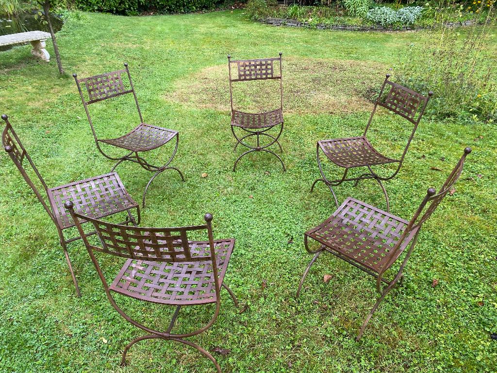 10 Gietijzeren stoelen van Linea Ferrea, Tuin en Terras, Ophalen, Gebruikt, Metaal