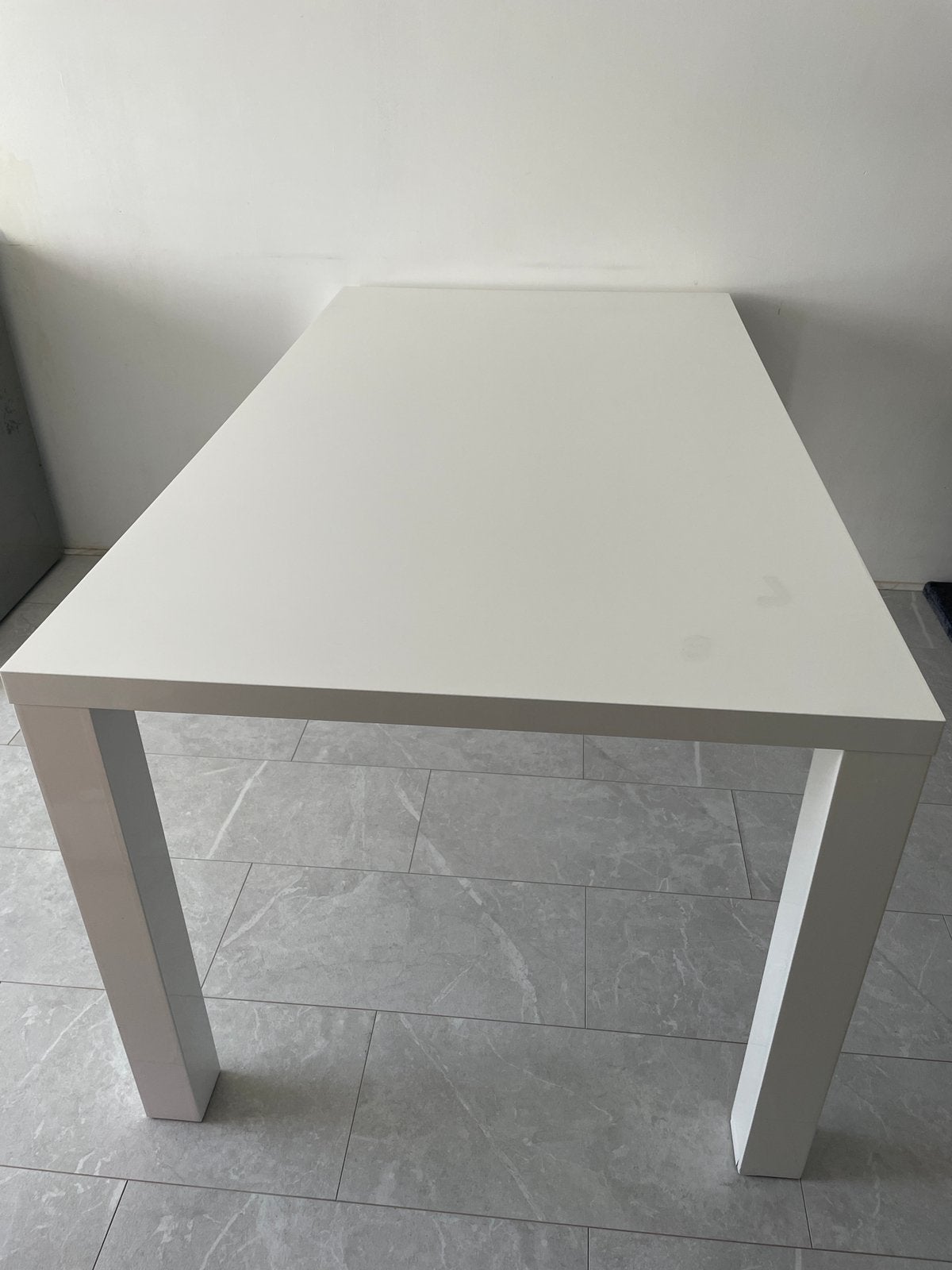 Eettafel en salontafel hoogglans wit, Ophalen, Kunststof, 50 tot 100 cm, 150 tot 200 cm