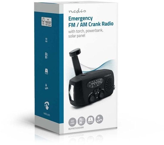 Draagbare Noodradio - AM/FM - Batterij en USB Gevoed - Solar, Ophalen, Nieuw