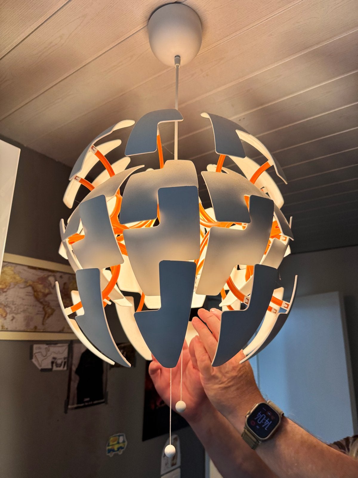 IKEA PS 2014 Hanglamp - Wit/Oranje, Verstelbaar, Ophalen, Zo goed als nieuw, Kunststof, E27 (groot)