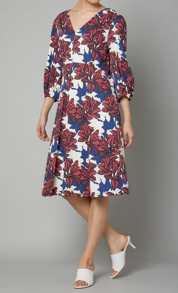 Max Mara Weekend Jurk Bloem Cotton Jersey Floral Dress Midi, Maat 38/40 (M), Overige kleuren, Ophalen of Verzenden, Zo goed als nieuw