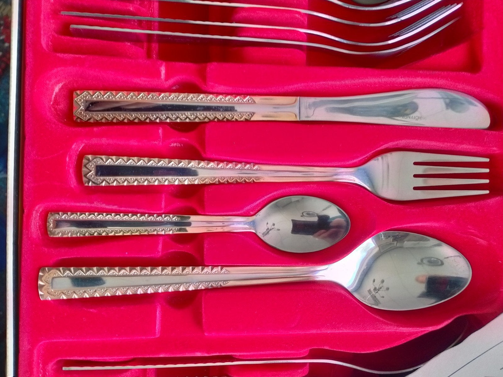 hoffner 6 delig bestek met gouden rand, Ophalen of Verzenden, Nieuw, Rvs of Chroom