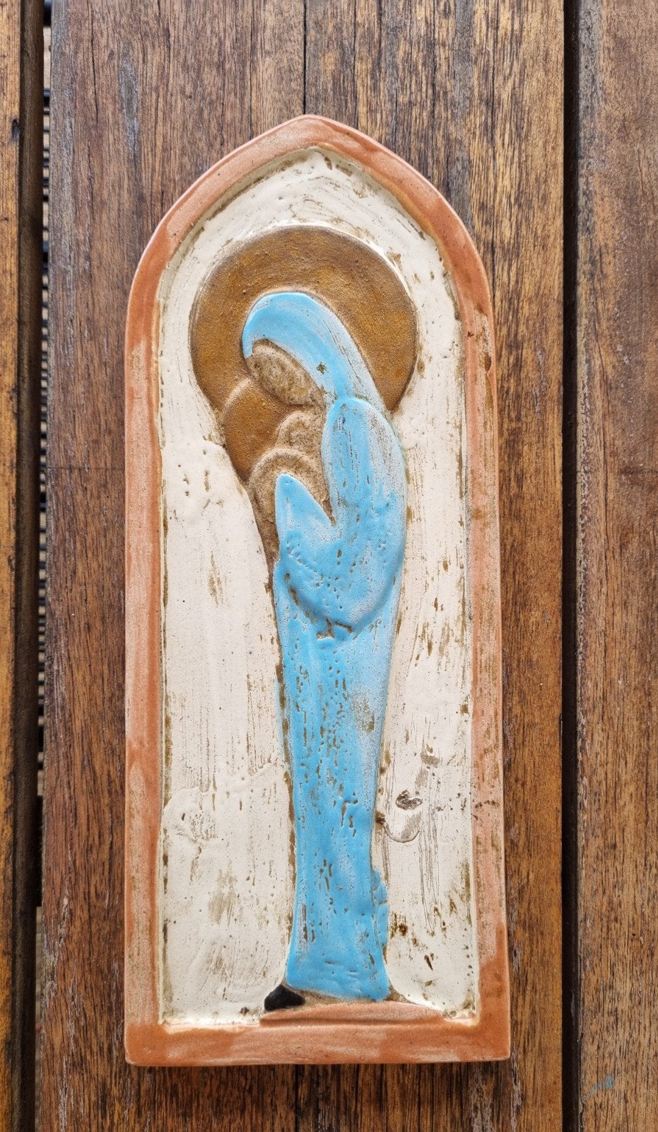 Vintage Keramische Wandplaat Madonna met Kind – Roger Guérin, Ophalen of Verzenden