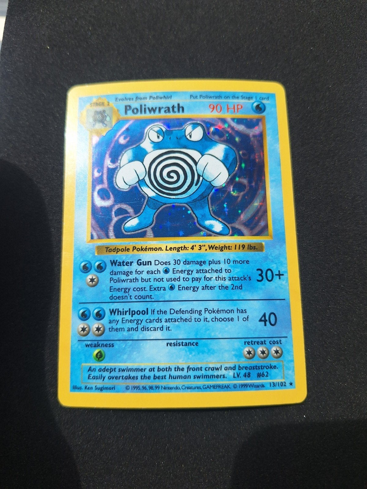 Shadowless Poliwrath base set, Ophalen of Verzenden, Zo goed als nieuw, Losse kaart, Foil