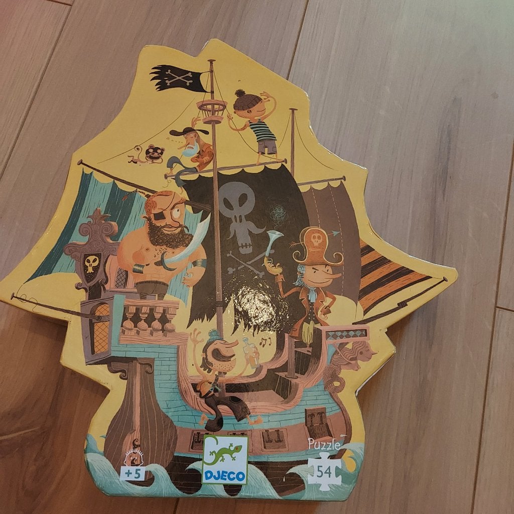 Puzzel Djeco piraten, Ophalen, Meer dan 50 stukjes, Zo goed als nieuw, 4 tot 6 jaar