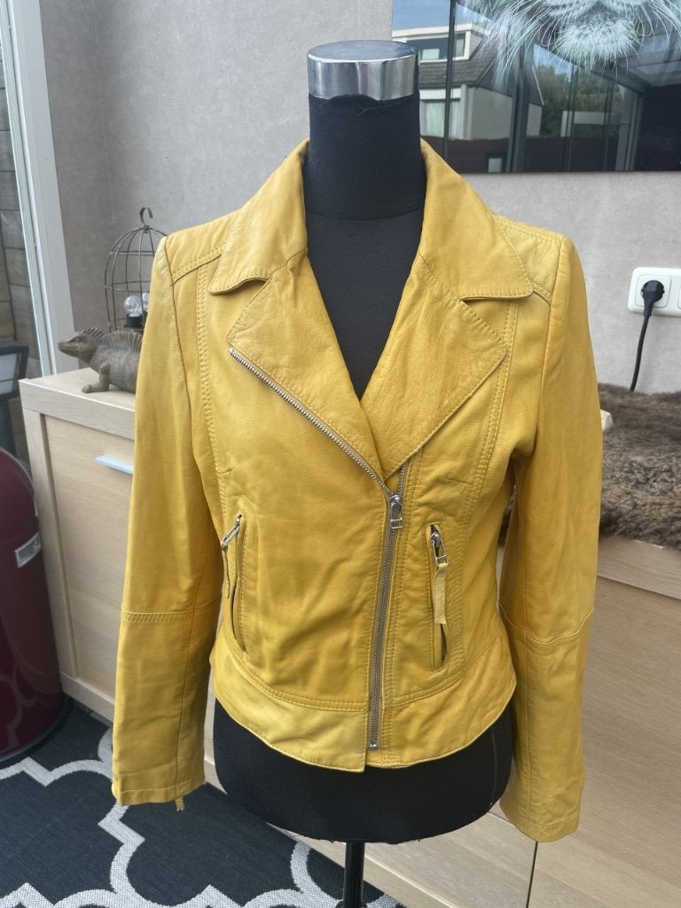 Koopje !! Arma leren jas - warme geel kleur, Verzenden, Zo goed als nieuw, Maat 36 (S), Geel