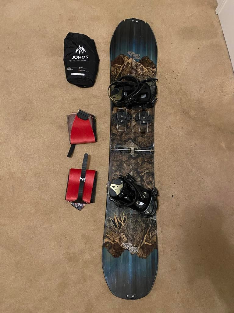 Jones Mountain Twin splitboard 2018 met skins en bindingen, Ophalen of Verzenden, Zo goed als nieuw, Board