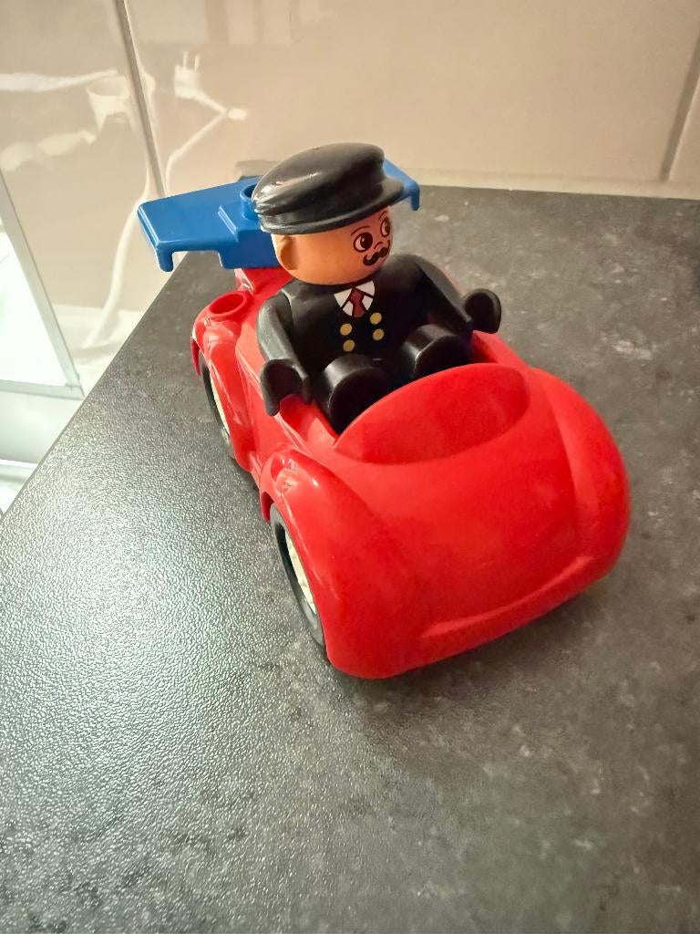 Lego Vintage Duplo rode auto met poppetje met stropdas snor, Ophalen, Gebruikt, Losse stenen, Duplo