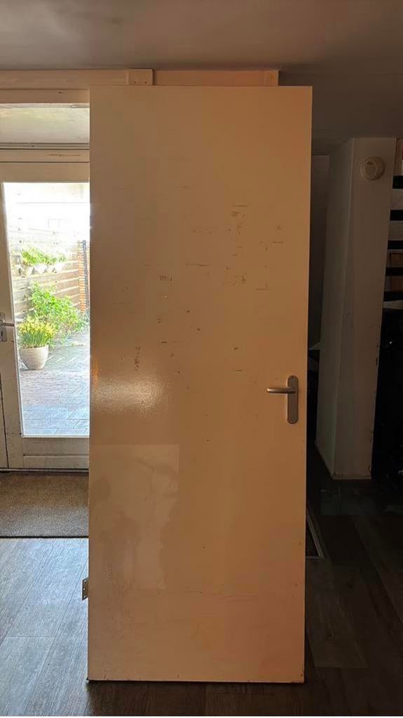 Rechtsdraaiende stompe deur incl hang- en sluitwerk, Doe-het-zelf en Verbouw, Deuren en Horren, Ophalen, Gebruikt, Minder dan 80 cm