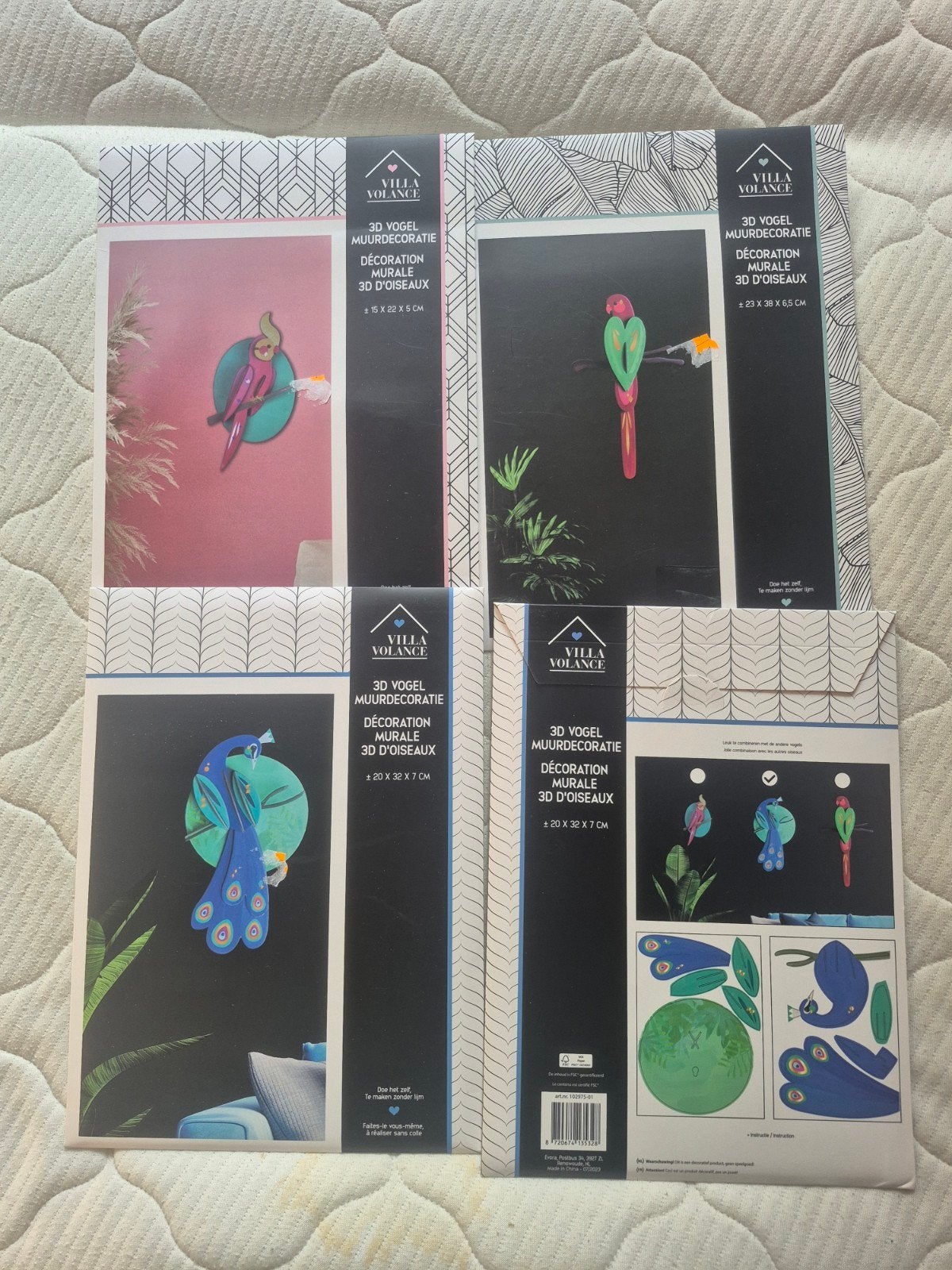 knutsel muurdecoratie 9 stuks, Ophalen of Verzenden, Nieuw, Papier of Karton