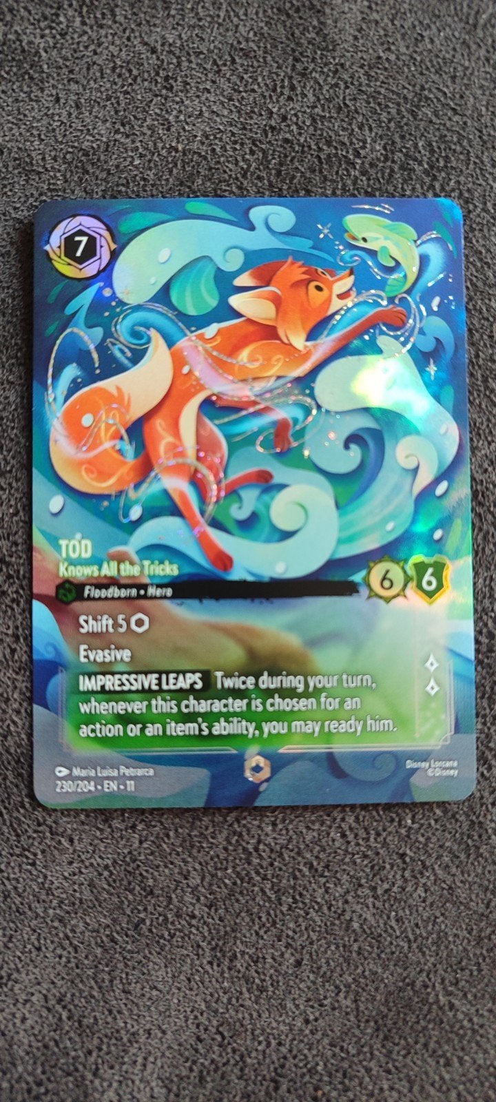 Tod Knows All the Tricks - Disney Lorcana TCG, Ophalen of Verzenden, Zo goed als nieuw, Losse kaart, Foil
