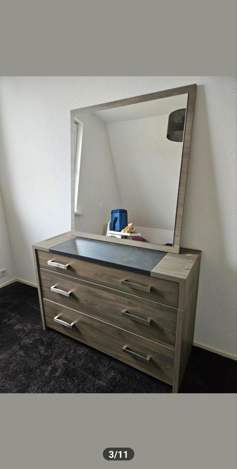 Massimo dressoir/ ladekast/ sidetable/ met grote spiegel, Huis en Inrichting, Kasten | Dressoirs, Zo goed als nieuw, 100 tot 150 cm
