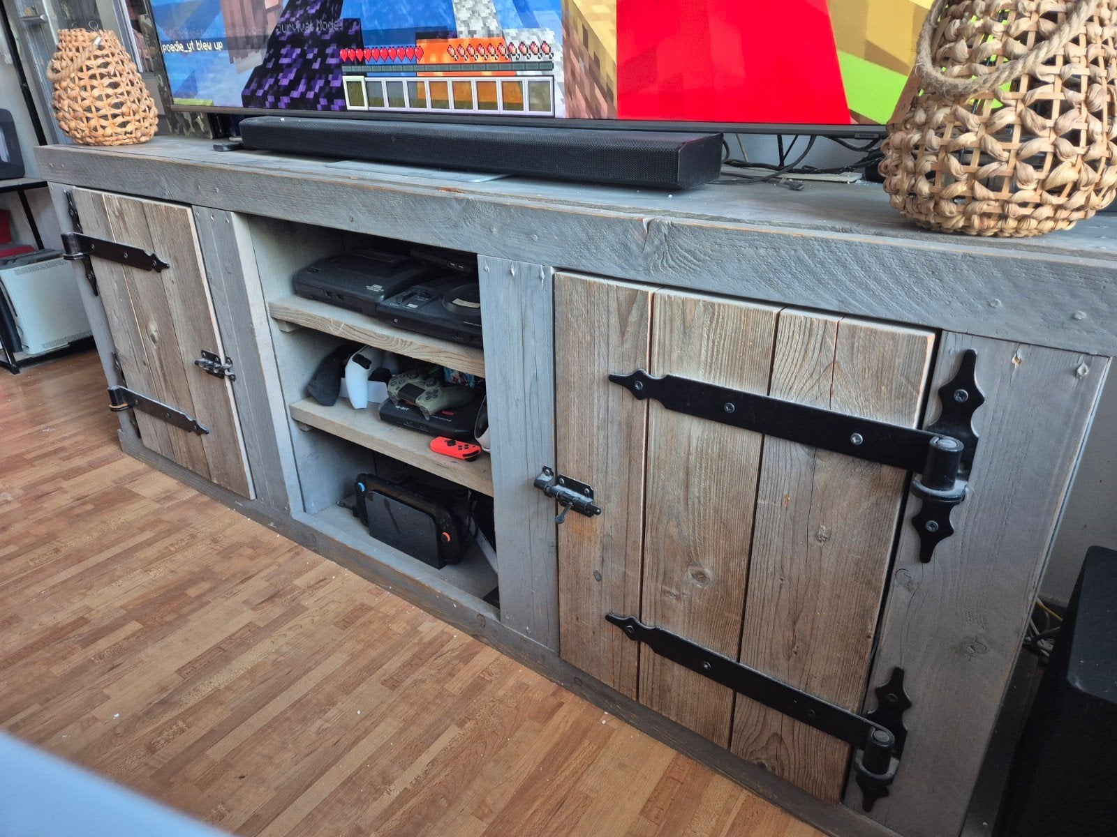 Robuust industriële steigerhout dressoir, Ophalen, 25 tot 50 cm