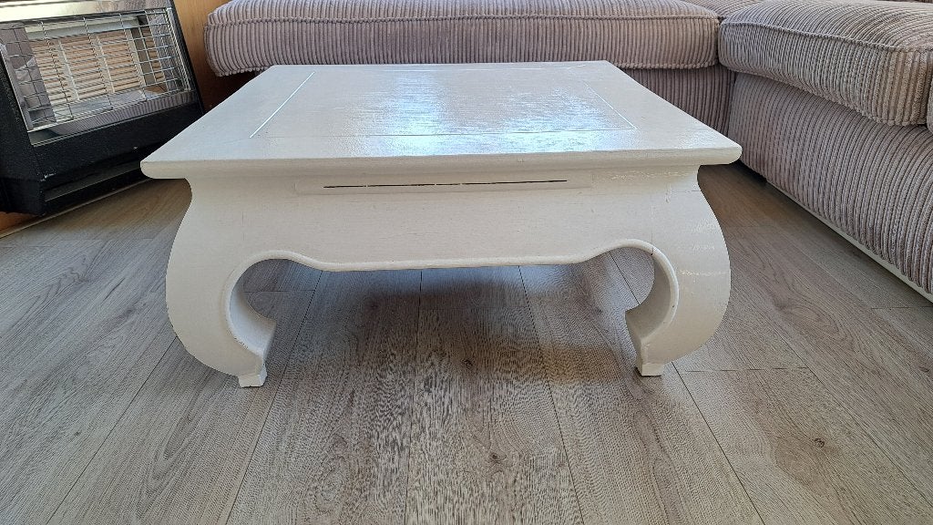 Witte Opium Salontafel - 70x70x35 cm, Huis en Inrichting, Tafels | Salontafels, Ophalen, Gebruikt, Vierkant, 50 tot 100 cm