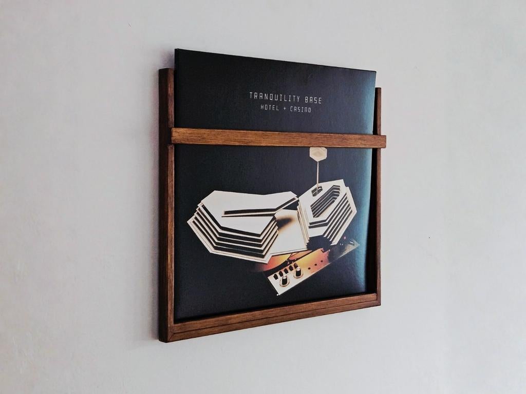 LP houder – Vinyl wandlijst hardhout - lp lijst - muurlijst, 30 cm, Wandhanger, Hout, Vintage