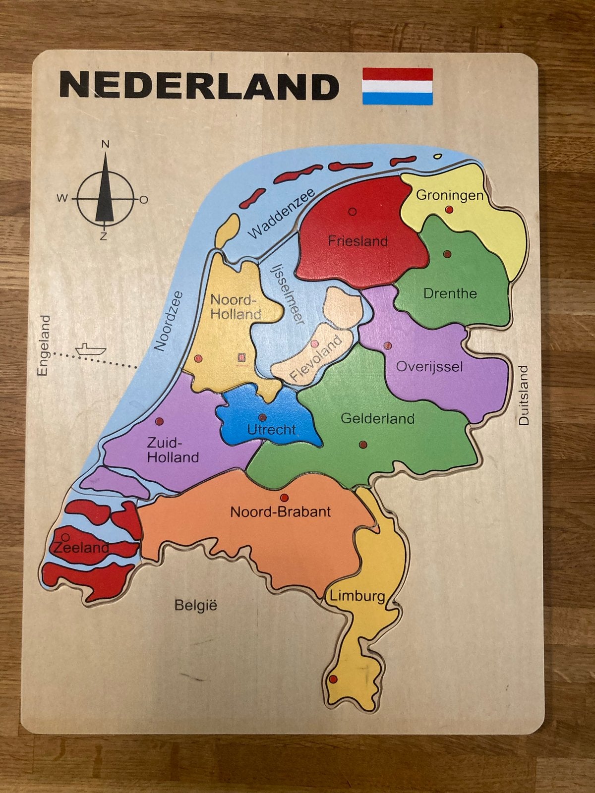 Houten Nederland Puzzel - Provincies en Wateren, Ophalen of Verzenden, Gebruikt, Puzzelen