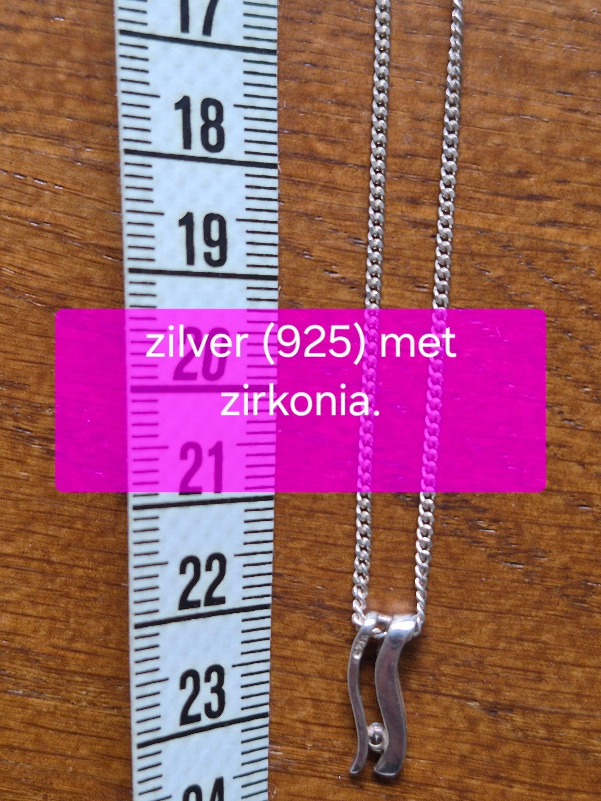 Zilveren ketting (925) met zirkonia, Met kristal, Ophalen of Verzenden, Zo goed als nieuw, Zilver