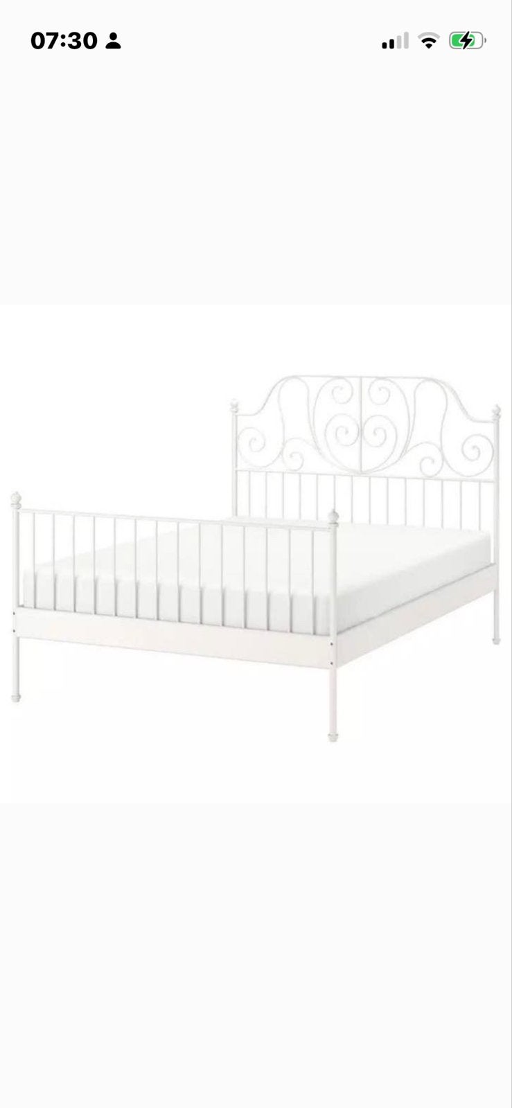 Ikea Leirvik wit metalen bedframe met lattenbodems, Ophalen, Gebruikt, Wit, Romantisch