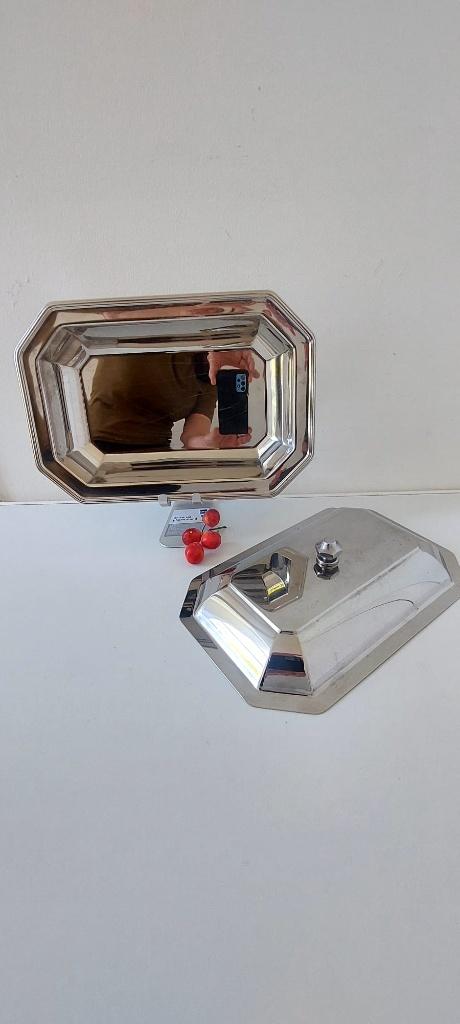 Art Deco Légumier Dek schaal Sheffield 18/10 rvs inox, Eu, Overige typen, Eu, Zilver