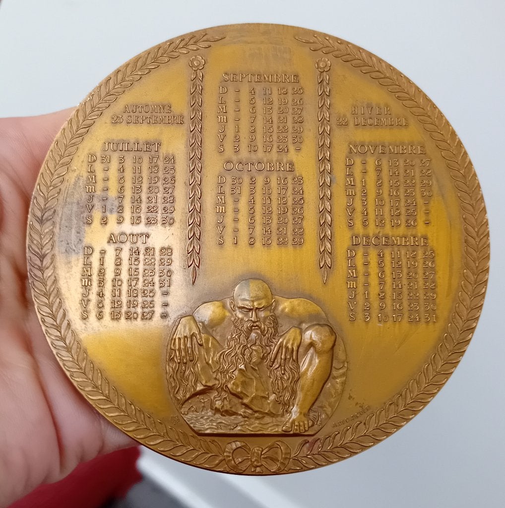Bronzen medaille kalender 1966,franse medaille, Ophalen of Verzenden