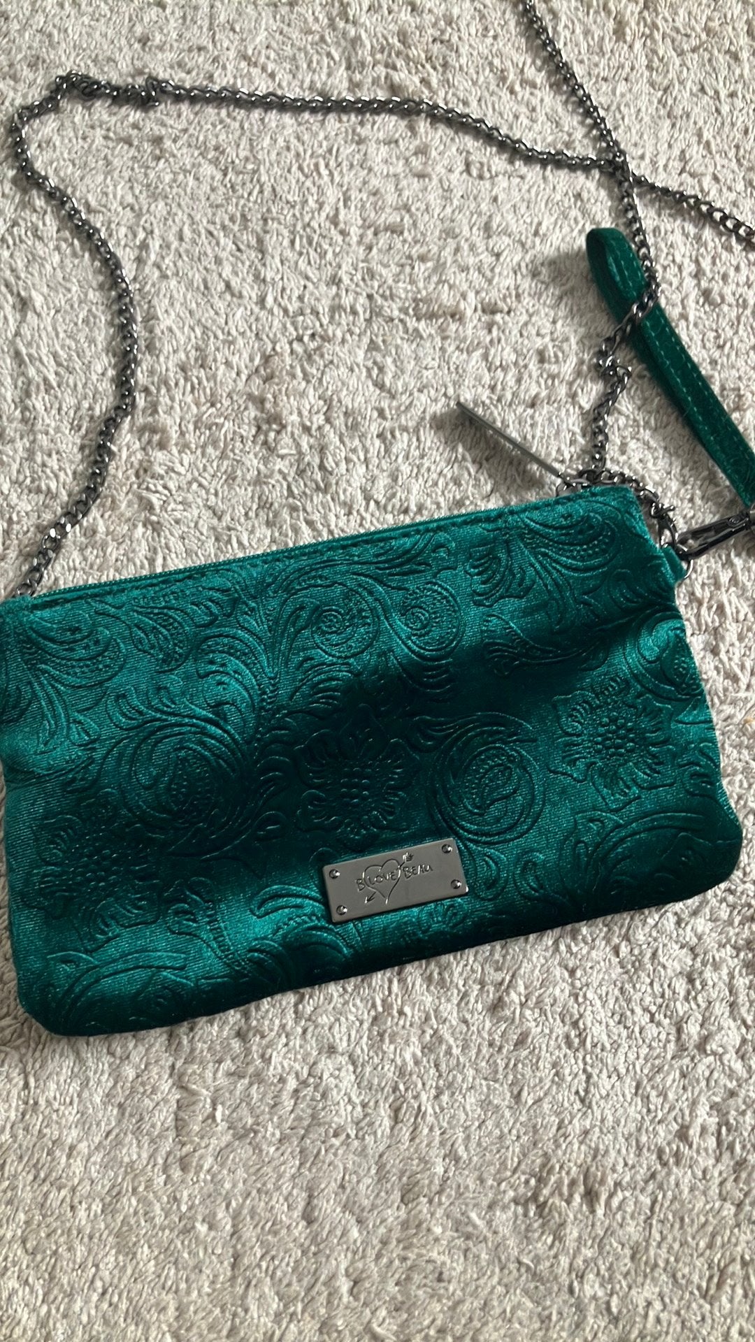 Groen velvet tasje, Sieraden, Tassen en Uiterlijk, Tassen | Damestassen, Ophalen of Verzenden, Zo goed als nieuw, Groen, Schoudertasje
