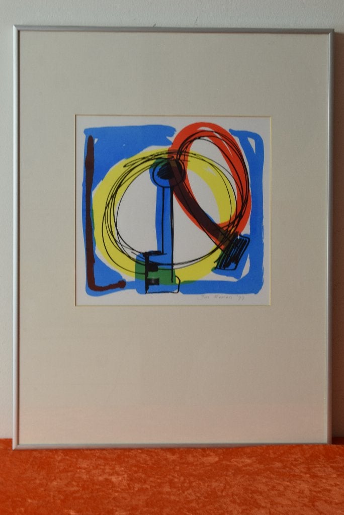 Prachtige vintage litho / schilderij van Jos Reniers, Abstract, Gelimiteerde oplage, Ophalen of Verzenden, Lithografie