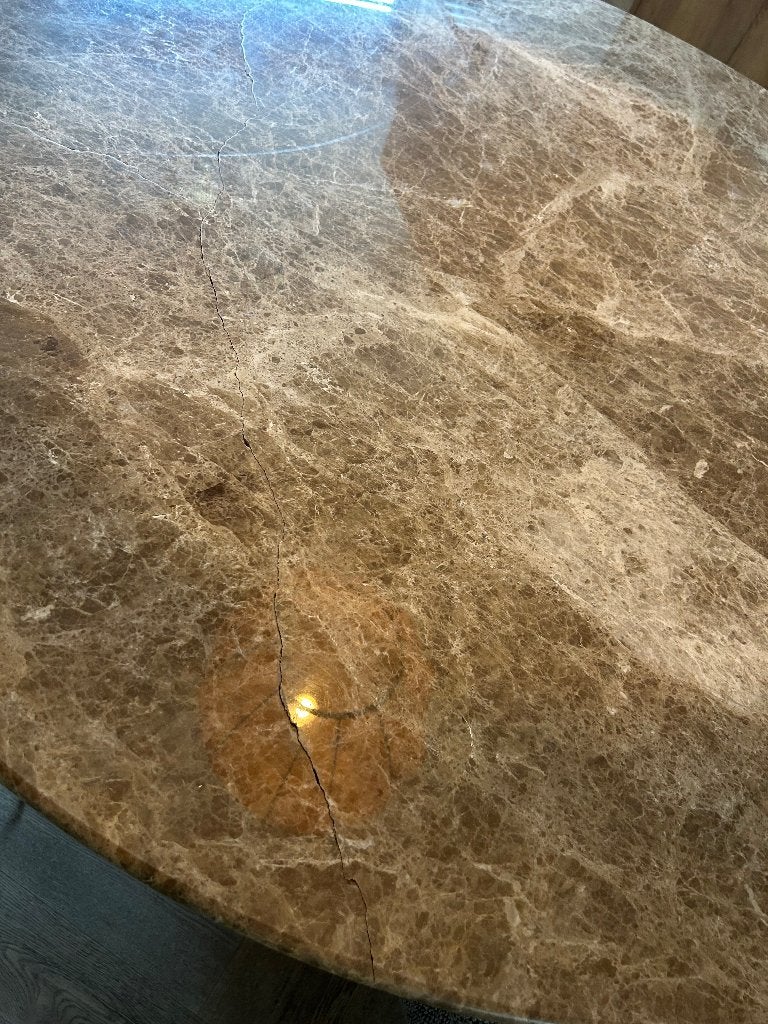 Light Emperador Marble Dining Table Top – Ø130 cm – Damaged, Ophalen, Overige materialen, Gebruikt, 100 tot 150 cm
