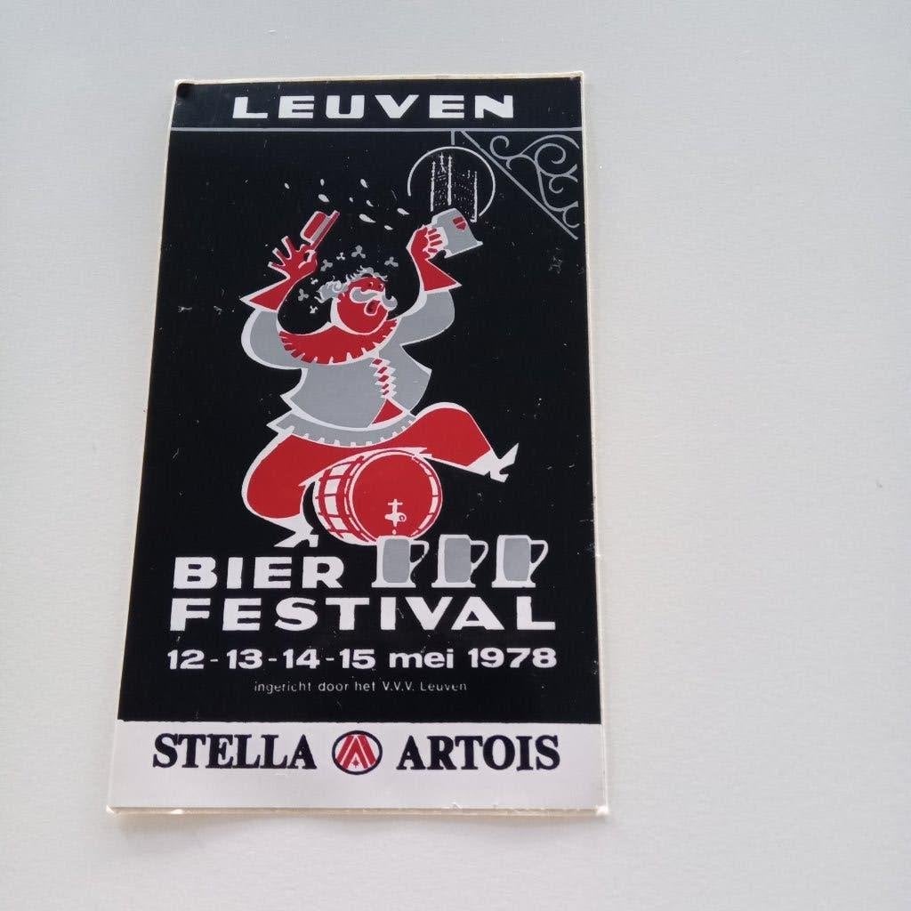 STICKER LEUVEN BIERFESTIVAL -78 STELLA ARTOIS, Verzenden, Zo goed als nieuw, Viltje(s), Overige merken