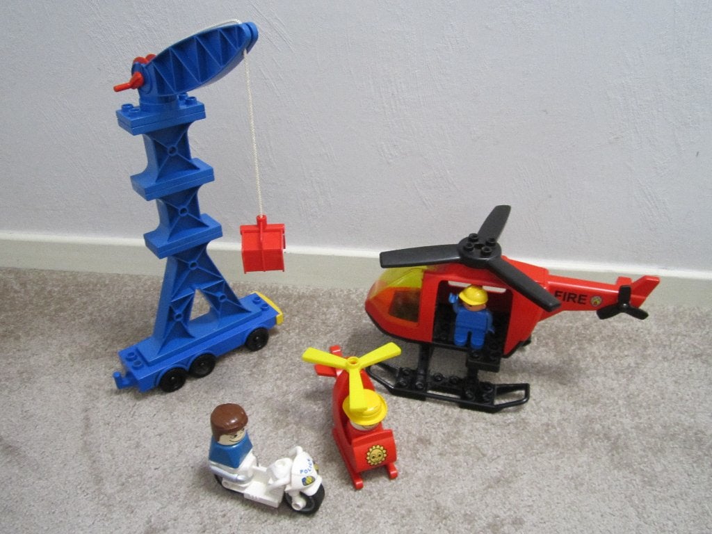 lego duplo hijskraan helikopter en stenen, Ophalen of Verzenden, Gebruikt, Duplo