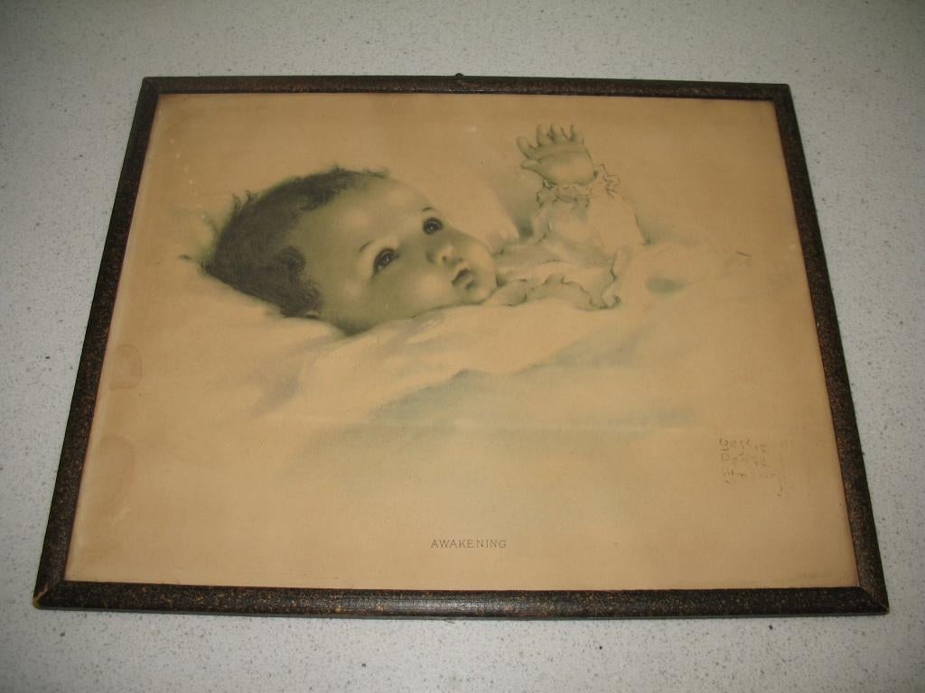 Oude Tekening Prent Awakening Bessie Pease ( 1960's) Vintage, Ophalen of Verzenden