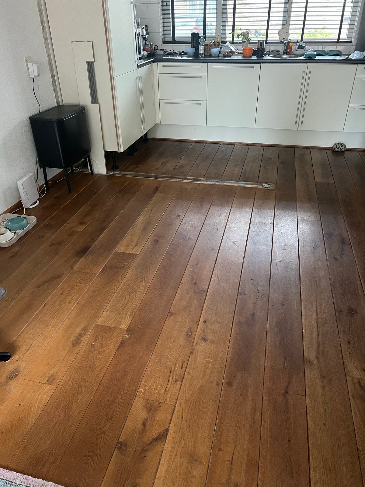 Eiken hardhouten vloerdelen, 32m2+, incl. plinten, Ophalen, Gebruikt, Vloerdelen of -planken, 10 m² of meer