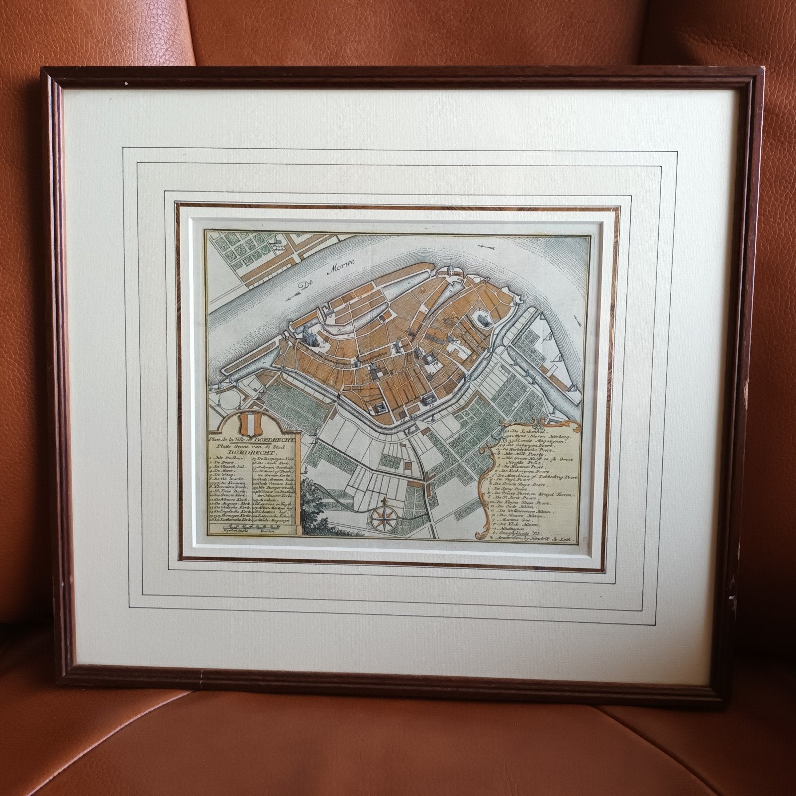 Dordrecht, antieke gravure, 1740, Hendrik de Leth, Ophalen of Verzenden