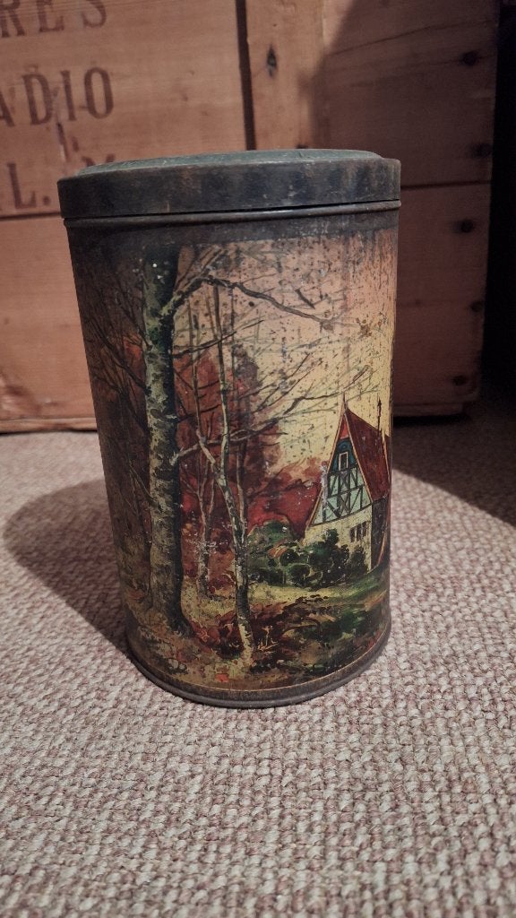 Oud Vintage Voorraadblik met Landschapsafbeelding, Ophalen, Gebruikt, Overige, Overige merken