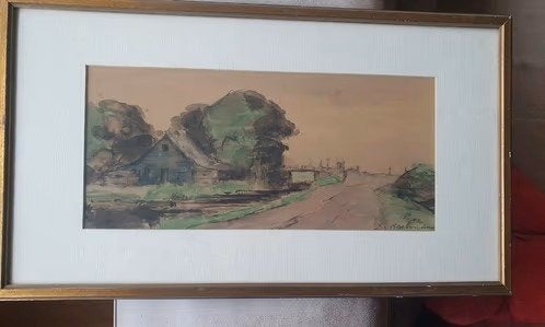 J.C. Roelandse Hollands landschap omgeving Leiderdorp., Antiek en Kunst, Ophalen