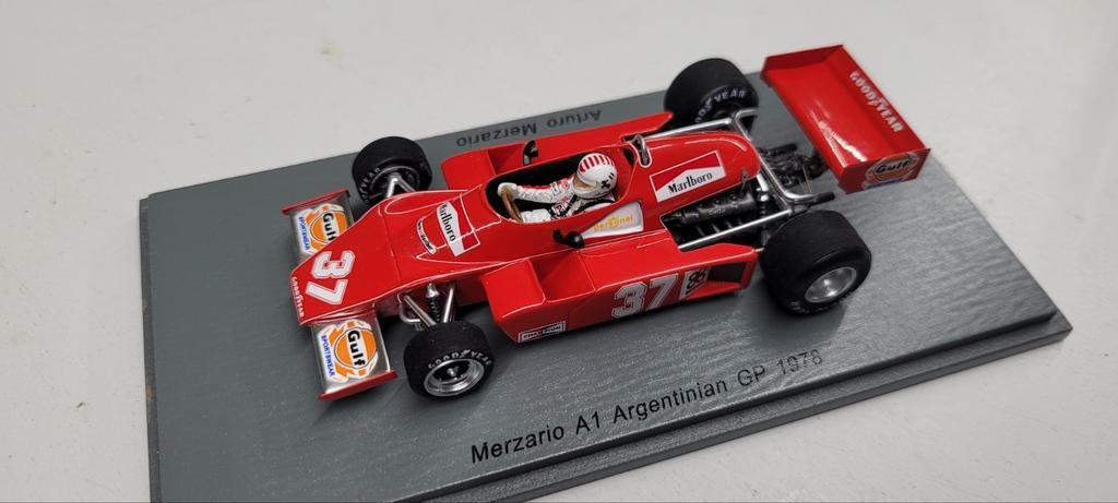 Spark Merzario A1 Argentinian GP 1978 Arturo Merzario, Ophalen of Verzenden, Zo goed als nieuw, Auto, Overige merken