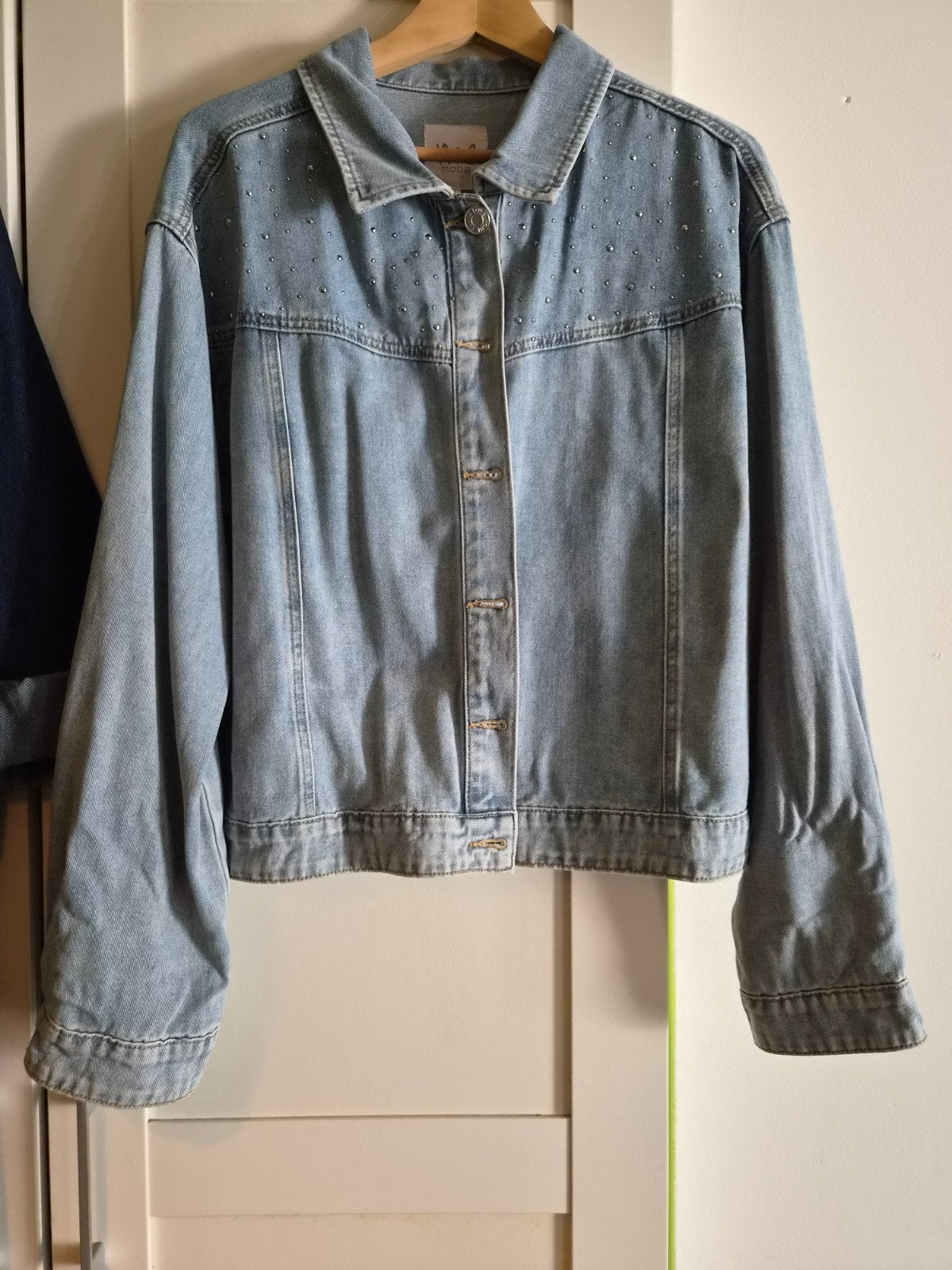 Spijkerjasje met studs.Maat 48 MS Mode, Verzenden, Zo goed als nieuw, Maat 46/48 (XL) of groter, Blauw